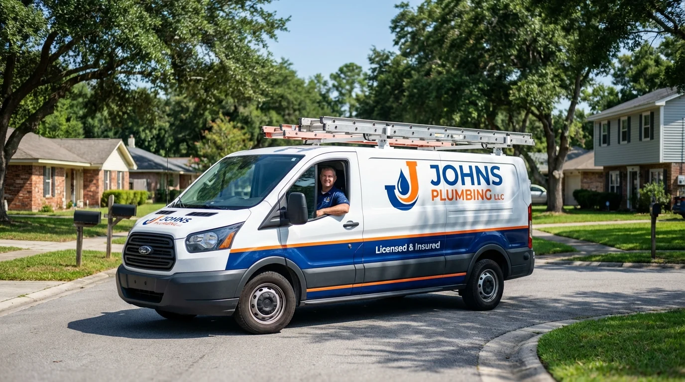 Johns Plumbing LLC service van in New Milford, NJ