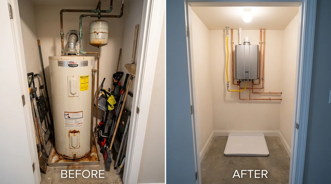 Tank water heater versus wall-mounted tankless unit comparison for New Milford, NJ homeowners